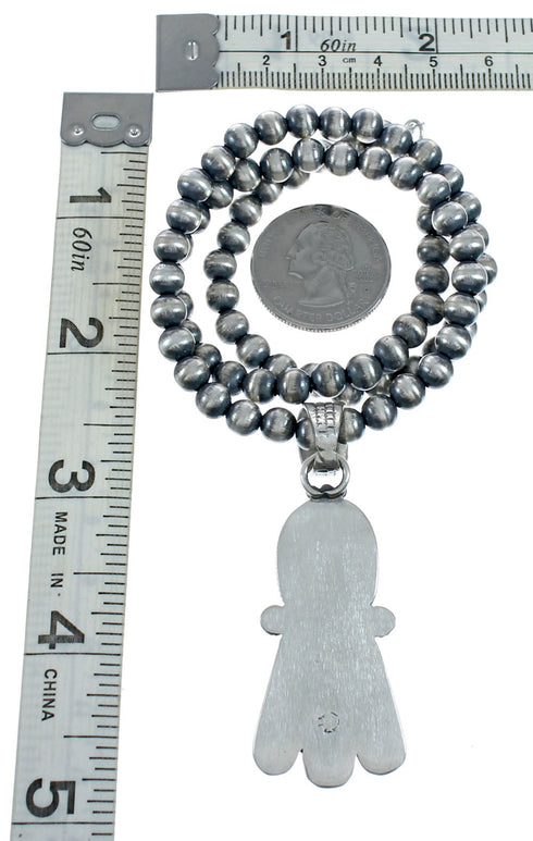 Navajo Turquoise Sterling Silver Old Pawn Bead Necklace SN20283